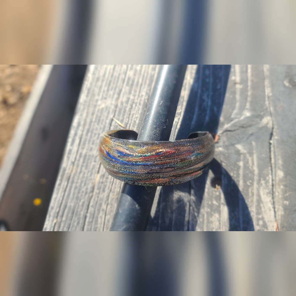 PIER 1 Colorful Art Glass Cuff Bracelete - 2.5" across - Picture 4 of 5